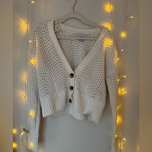 white cropped sweater